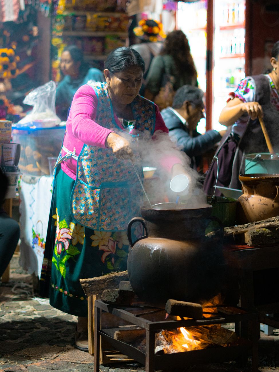 Clay pots and wood-fired comal in rural Oaxaca